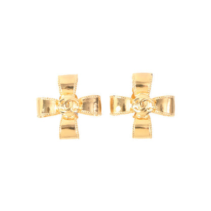 Chanel 1997 Made Cc Mark Ribbon Motif Earrings