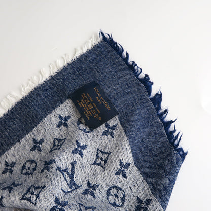 Louis-Vuitton Monogram Shawl in Blue Denim