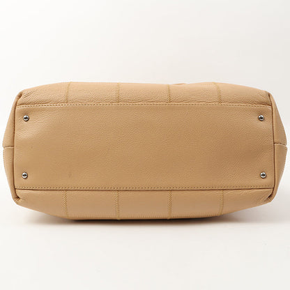 Chanel Around 2006 Made Caviar Skin Chocolate Bar Cut-Out Logo Plate Shoulder Bag Smoky Beige