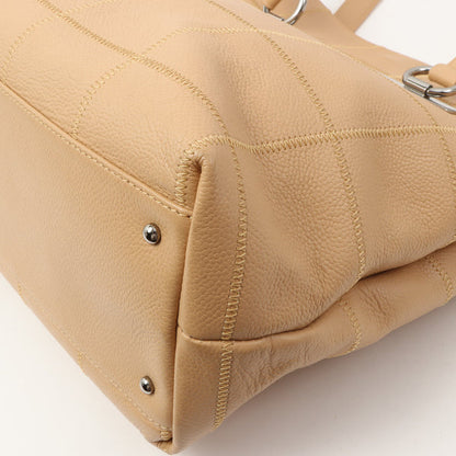 Chanel Around 2006 Made Caviar Skin Chocolate Bar Cut-Out Logo Plate Shoulder Bag Smoky Beige
