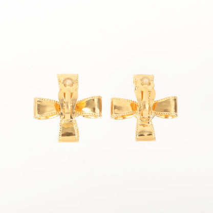 Chanel 1997 Made Cc Mark Ribbon Motif Earrings
