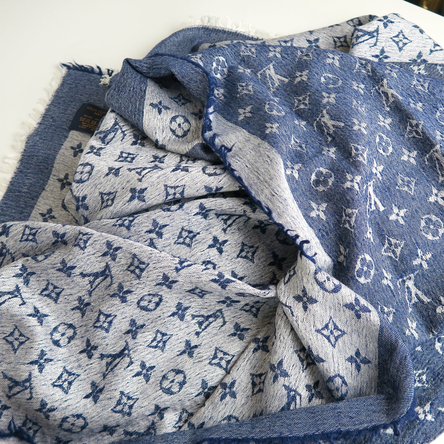 Louis-Vuitton Monogram Shawl in Blue Denim