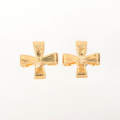 Chanel 1997 Made Cc Mark Ribbon Motif Earrings