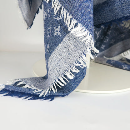 Louis-Vuitton Monogram Shawl in Blue Denim