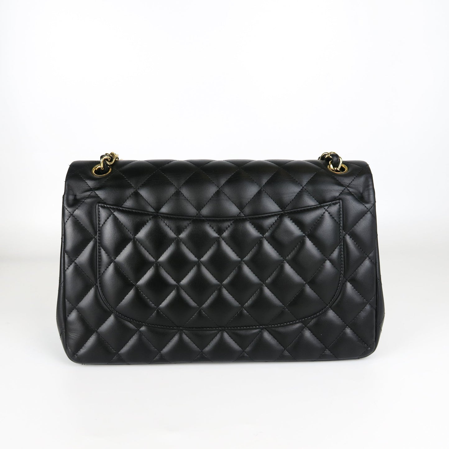 Jumbo Double Flap in Black Lambskin with GHW