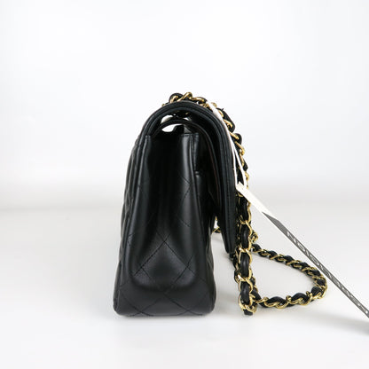 Jumbo Double Flap in Black Lambskin with GHW