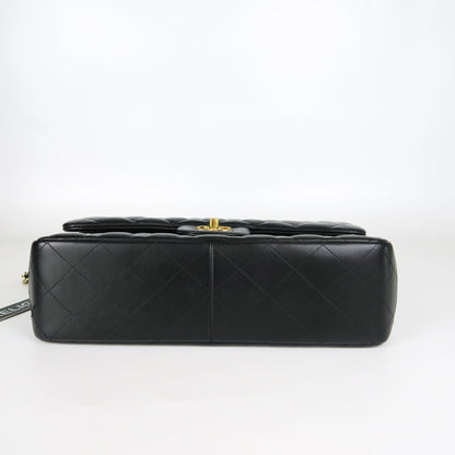 Jumbo Double Flap in Black Lambskin with GHW