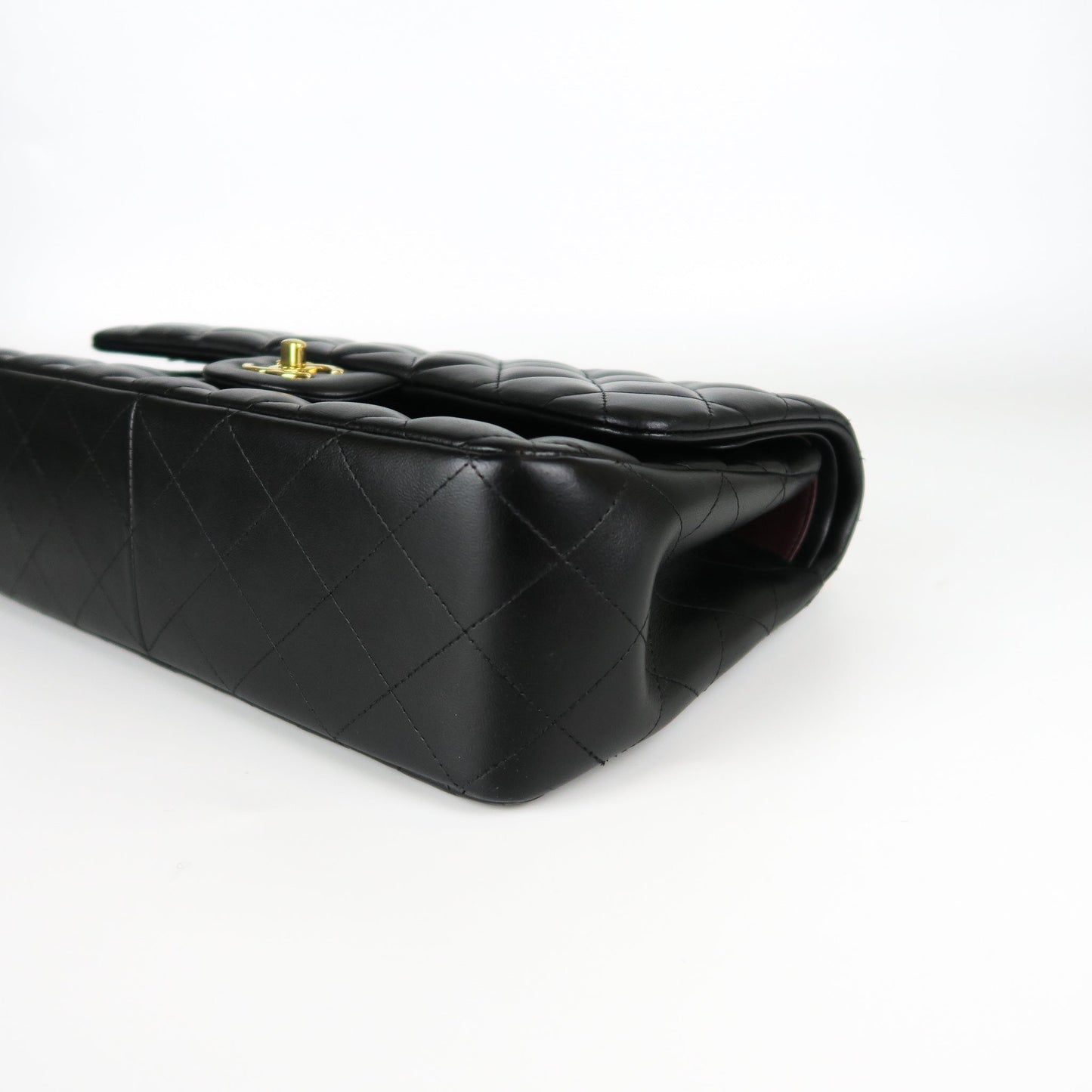 Jumbo Double Flap in Black Lambskin with GHW
