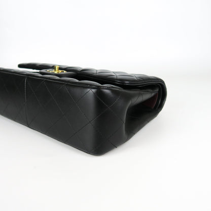Jumbo Double Flap in Black Lambskin with GHW