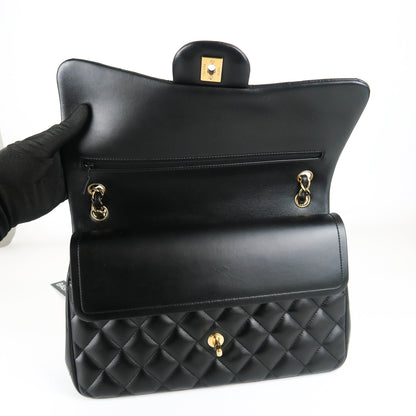 Jumbo Double Flap in Black Lambskin with GHW