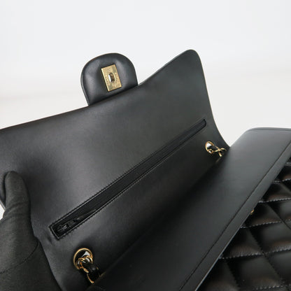 Jumbo Double Flap in Black Lambskin with GHW