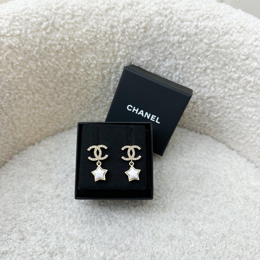 Chanel 24C Star Earrings with Crystals and GHW