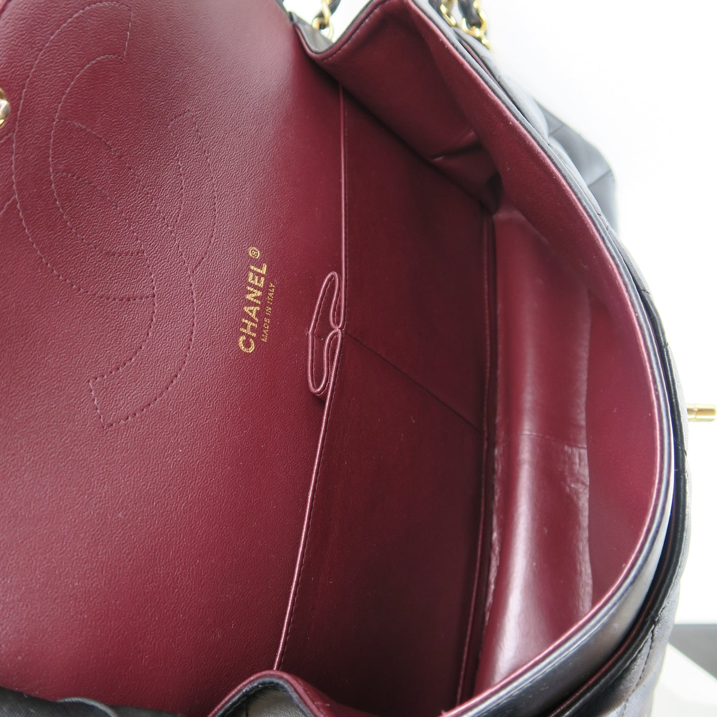 Jumbo Double Flap in Black Lambskin with GHW