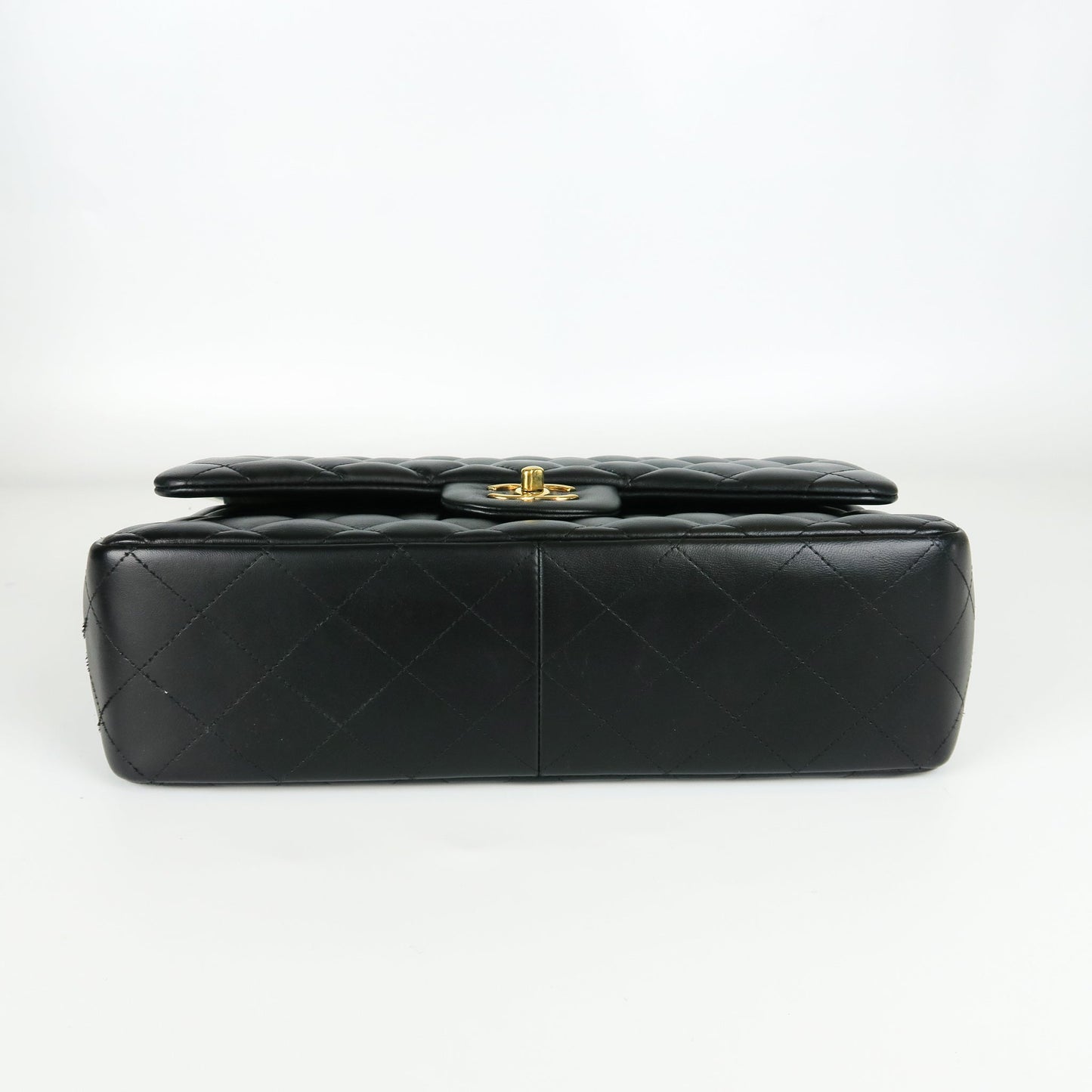 Jumbo Double Flap in Black Lambskin with GHW
