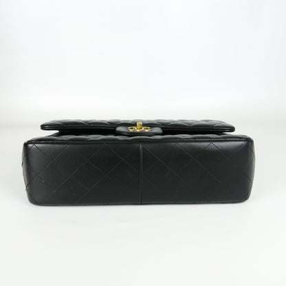 Jumbo Double Flap in Black Lambskin with GHW