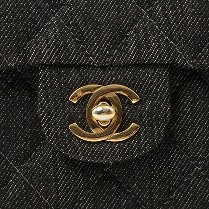 Chanel Around 1998 Made Denim Classic Flap Chain Bag Mini Black
