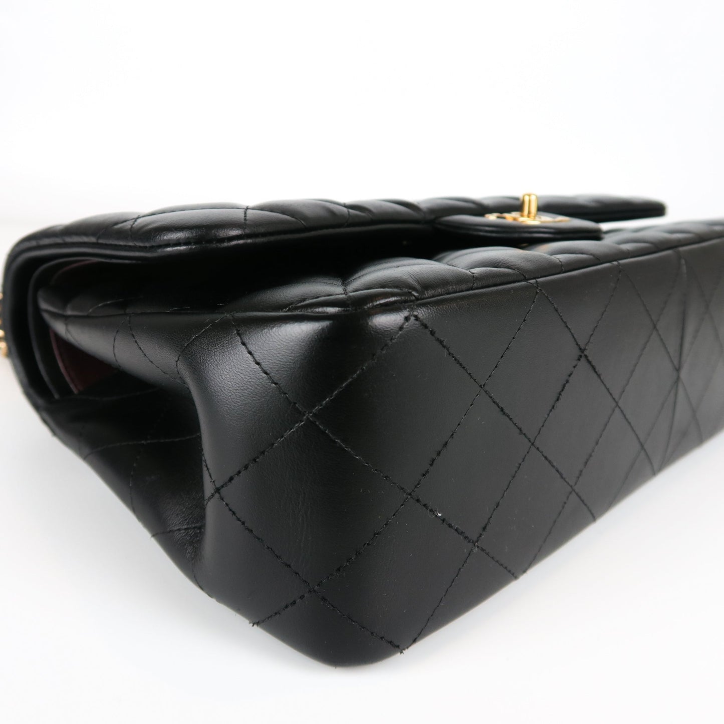 Jumbo Double Flap in Black Lambskin with GHW