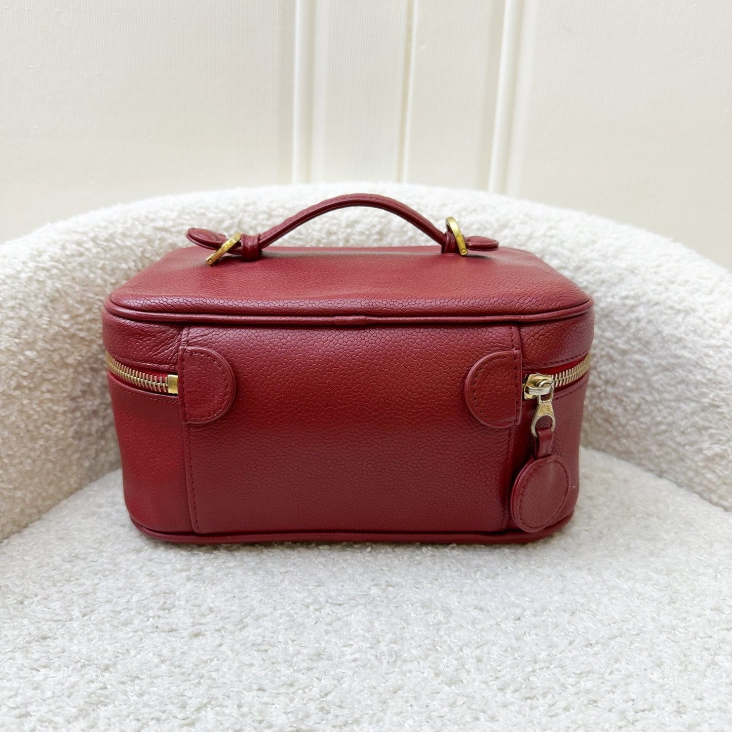 Chanel Vintage Vanity Case in Red Caviar and GHW