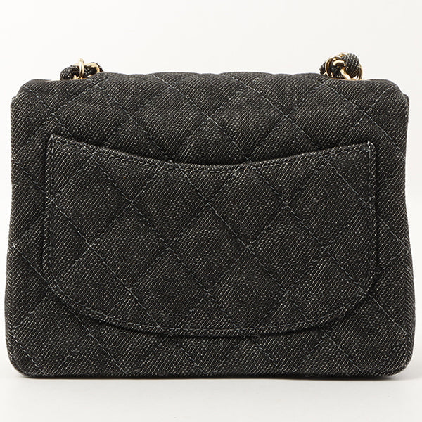 Chanel Around 1998 Made Denim Classic Flap Chain Bag Mini Black