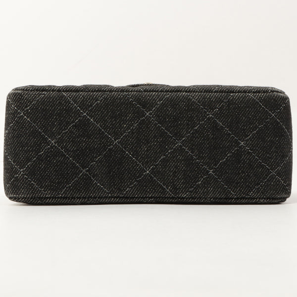 Chanel Around 1998 Made Denim Classic Flap Chain Bag Mini Black