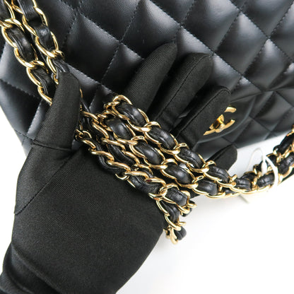 Jumbo Double Flap in Black Lambskin with GHW
