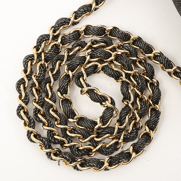 Chanel Around 1998 Made Denim Classic Flap Chain Bag Mini Black
