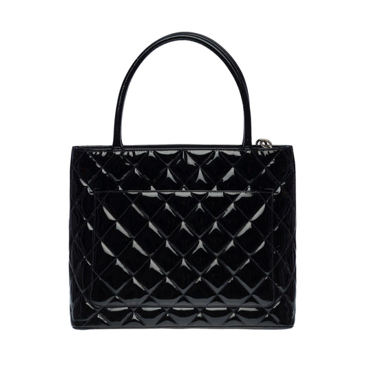 CHANEL Beautiful Cabas Medallion bag in black patent leather, SHW