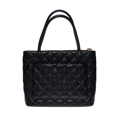CHANEL Beautiful Medaillon Tote bag in black caviar leather, GHW