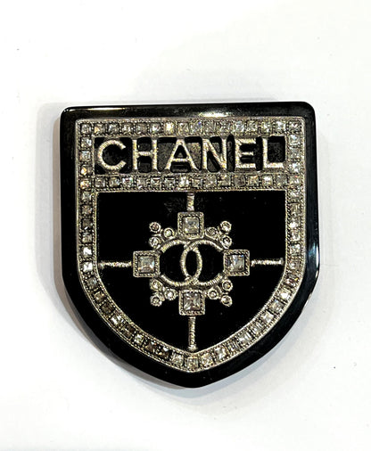 CHANEL CC Crystal Crest Shield Armor Brooch