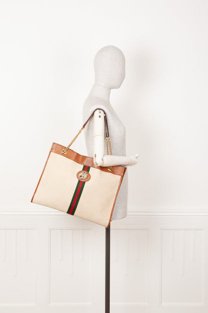 GUCCI Rajah Tote Canvas Beige