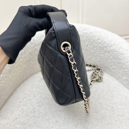 Chanel Classic Quilted Hobo Clutch on Chain in Black Caviar and LGHW (Model: AP4386)