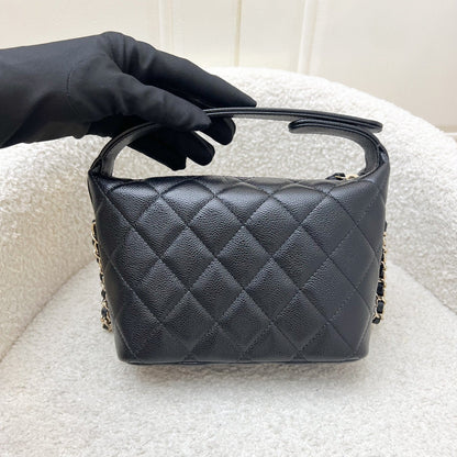 Chanel Classic Quilted Hobo Clutch on Chain in Black Caviar and LGHW (Model: AP4386)