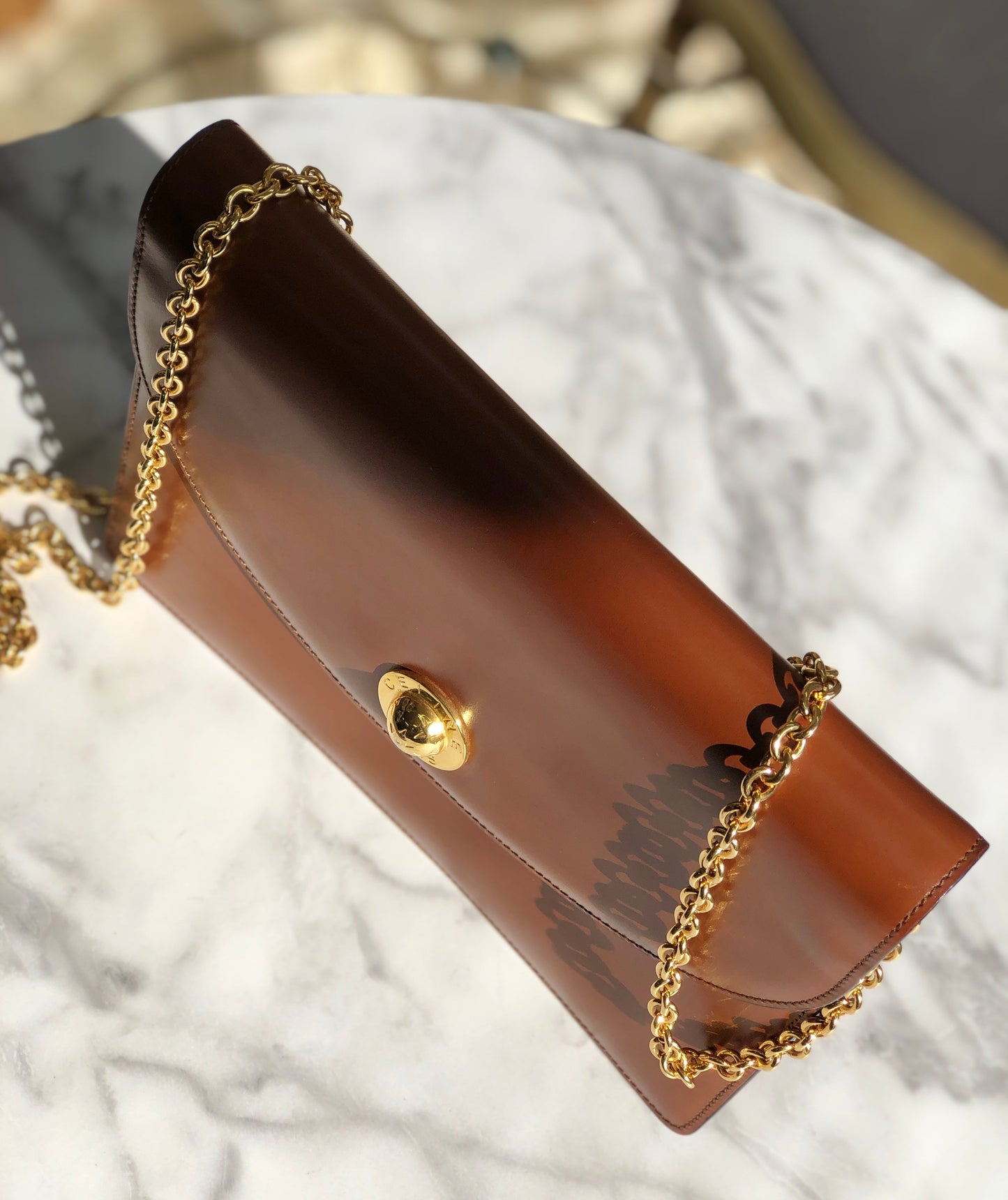 CELINE Starball Chain Shoulderbag Brown Old Celine Vintage nimwmc