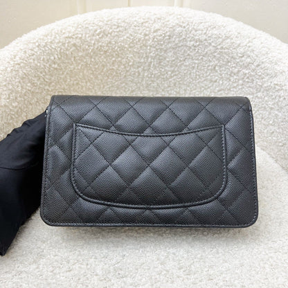 Chanel 24P Wallet on Chain WOC in Black Caviar and SHW (Model: AP3825)