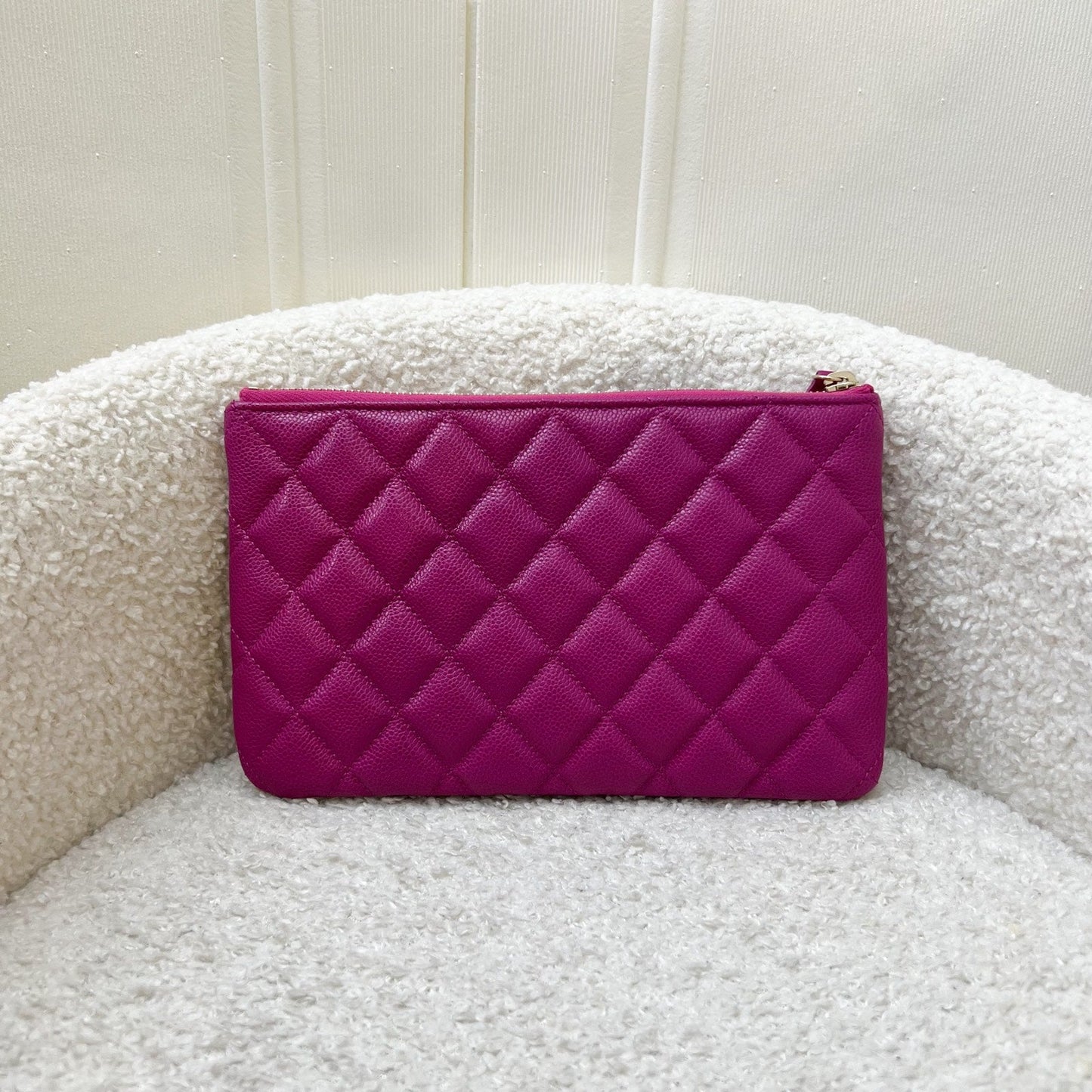 Chanel Classic Small O-Case in Fuschia Caviar and LGHW