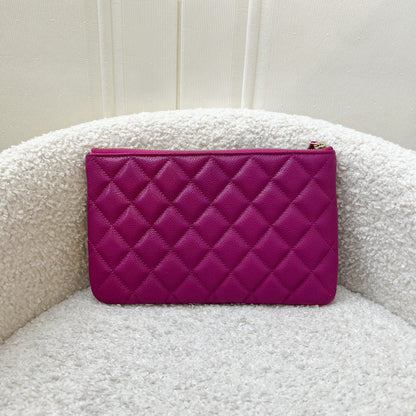 Chanel Classic Small O-Case in Fuschia Caviar and LGHW