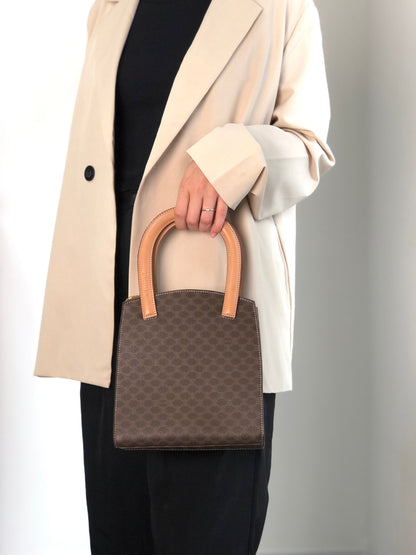 CELINE Macadam Handbag Brown Vintage 2fxfg6