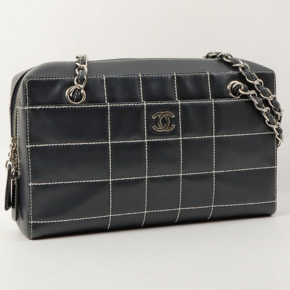 Chanel Around 2001 Made Chocolate Bar Stitch Cc Mark Plate Chain Bag Dark Navy