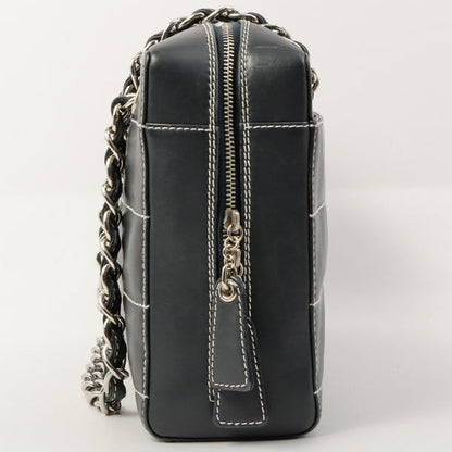 Chanel Around 2001 Made Chocolate Bar Stitch Cc Mark Plate Chain Bag Dark Navy