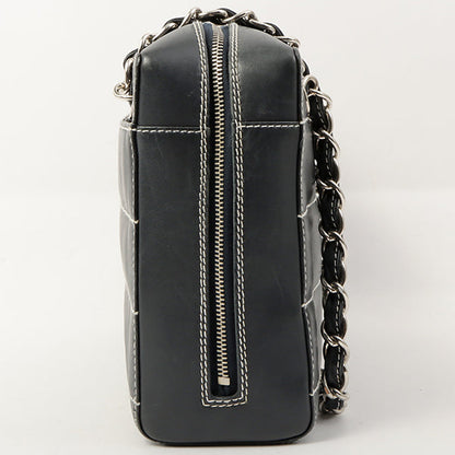 Chanel Around 2001 Made Chocolate Bar Stitch Cc Mark Plate Chain Bag Dark Navy