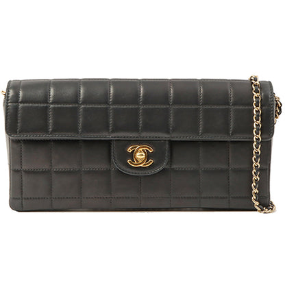 Chanel Around 2002 Made Chocolate Bar Turn-Lock Chain Bag Black