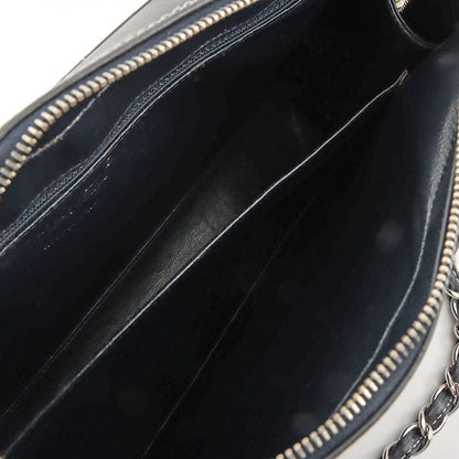 Chanel Around 2001 Made Chocolate Bar Stitch Cc Mark Plate Chain Bag Dark Navy