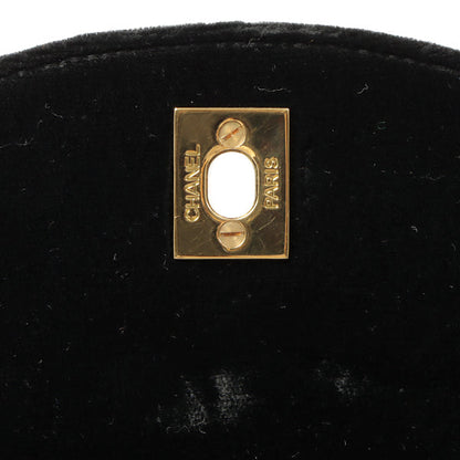CHANEL Around 1995 Made Double Turn-Lock Velour Backpack Black