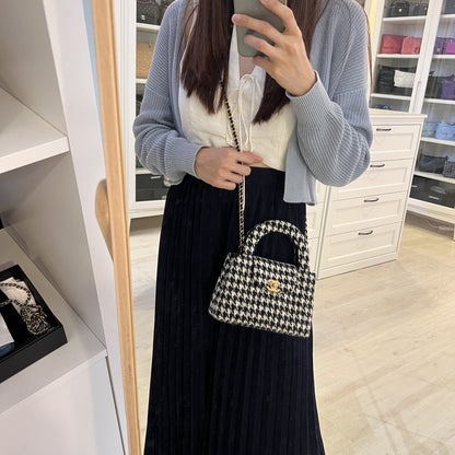 Chanel Mini / Small Kelly Bag in 24A Houndstooth Tweed and AGHW
