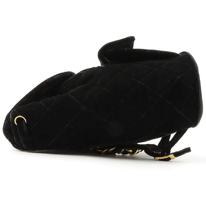 CHANEL Around 1995 Made Double Turn-Lock Velour Backpack Black