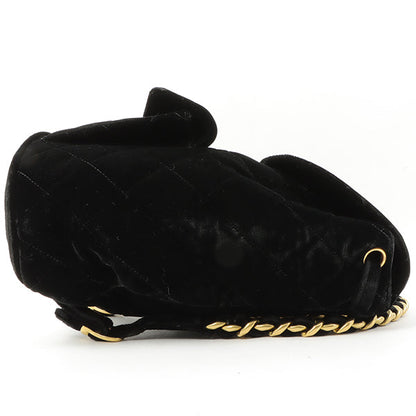 CHANEL Around 1995 Made Double Turn-Lock Velour Backpack Black