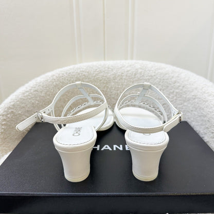 Chanel Heeled Sandals in White Size 38C