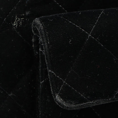 CHANEL Around 1995 Made Double Turn-Lock Velour Backpack Black