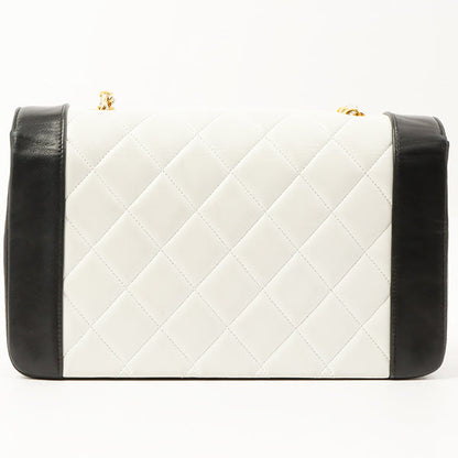 Chanel Around 1992 Made Diana Flap Chain Bag 25Cm Black/White