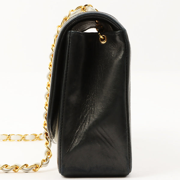 Chanel Around 1992 Made Diana Flap Chain Bag 25Cm Black/White